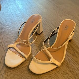 Zara white block sandal heels